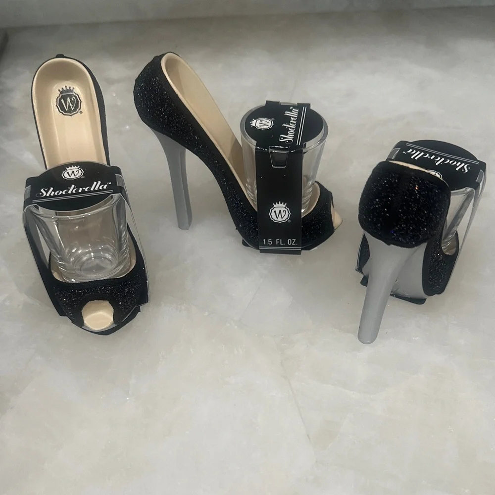 Brand New - Shot Glass - Black Glitter Women's Heels